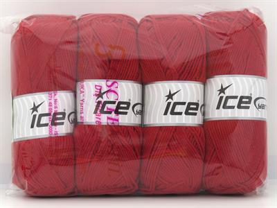 Lot of 4 x 100gr Skeins Ice Yarns JEANS COTTON SPORT (60% Cotton) Yarn Red
