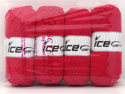Lot of 4 x 100gr Skeins Ice Yarns JEANS COTTON SPORT (60% Cotton) Yarn Bright Red