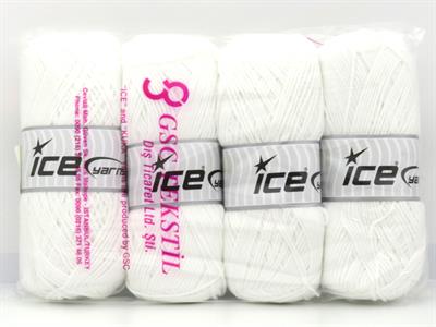 Lot of 4 x 100gr Skeins Ice Yarns JEANS COTTON SPORT (60% Cotton) Yarn White