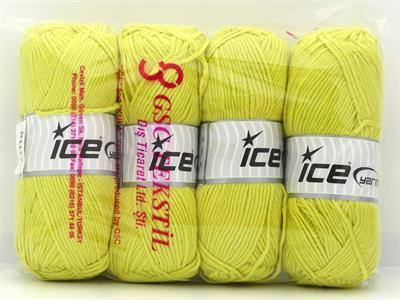 4x100gr. JEANS COTTON Premium Akrilik, Pamuk Sarı Yazlık İplikler, Pamuk, Akrilik