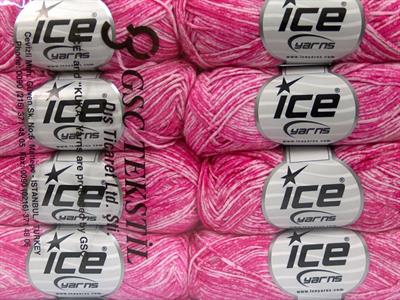 8x50gr. JEANS Pamuk Beyaz, Şeker pembe Yazlık İplikler, Pamuk, %100 Pamuk, Makina Yıkama