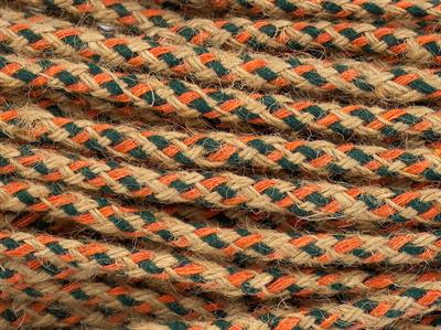 1x500gr. JUTE DECOR Pamuk Turuncu, Koyu yeşil Yazlık İplikler, Pamuk, Keten, Çok Kalın, Kendir