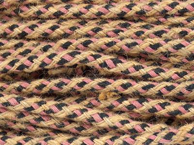 1x500gr. JUTE DECOR Pamuk Pembe, Koyu laci Yazlık İplikler, Pamuk, Keten, Çok Kalın, Kendir