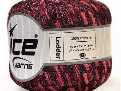 6x50gr. LADDER  Siyah, Gül pembe Merdiven, Şerit, Yazlık İplikler, Kalın