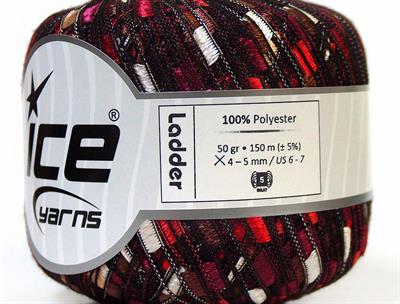 6x50gr. LADDER  Kahverengi, Beyaz, Mor, Kırmızı Merdiven, Şerit, Yazlık İplikler, Kalın