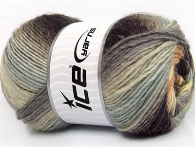 4x100gr. LANA BELLA Yün, Akrilik Kahverengi, Krem, Gri Tonları Kışlık, Yün, Batik Desenli