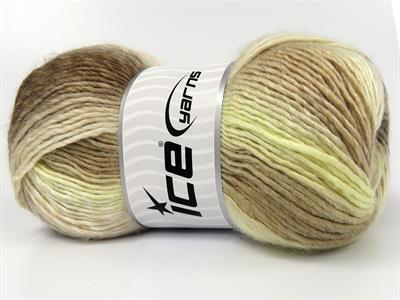 4x100gr. LANA BELLA Yün, Akrilik Krem, Açık Sarı Kışlık, Yün, Batik Desenli