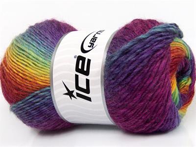 4x100gr. LANA BELLA Yün, Akrilik Gökkuşağı Kışlık, Yün, Batik Desenli