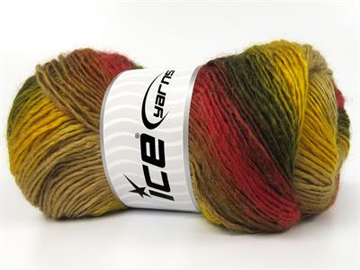 4x100gr. LANA BELLA Yün, Akrilik Kırmızı, Altın, Deve Tüyü, Haki, Bakır Kışlık, Yün, Batik Desenli