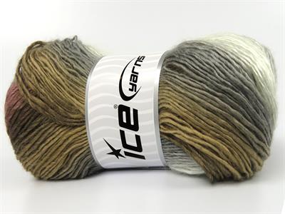 4x100gr. LANA BELLA Yün, Akrilik Beyaz, Kahverengi Tonları, Orkide, Gri Tonları Kışlık, Yün, Batik Desenli