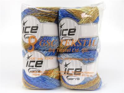 4x100gr. LINEN VISCOT Keten, Pamuk, Viskon Mavi Tonları, Altın tonları Lüks, Viskon, Yazlık İplikler, Pamuk, Keten