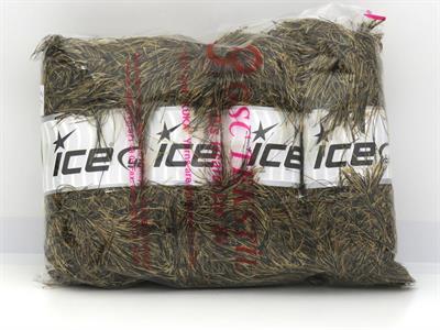 Lot of 4 x 100gr Skeins Ice Yarns LONG EYELASH 100GR Yarn Camel Black
