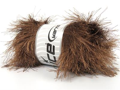 Lot of 4 x 100gr Skeins Ice Yarns LONG EYELASH 100GR Hand Knitting Yarn Brown