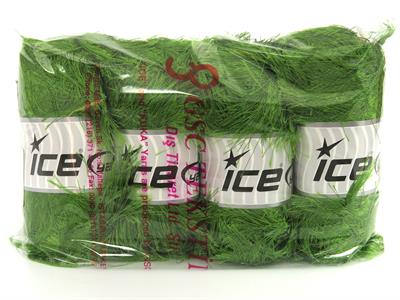 Lot of 4 x 100gr Skeins Ice Yarns LONG EYELASH 100GR Hand Knitting Yarn Green