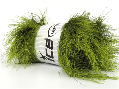 Lot of 4 x 100gr Skeins Ice Yarns LONG EYELASH 100GR Hand Knitting Yarn Green