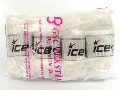 Lot of 4 x 100gr Skeins Ice Yarns LONG EYELASH 100GR Yarn Optical White