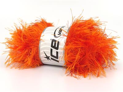 Lot of 4 x 100gr Skeins Ice Yarns LONG EYELASH 100GR Hand Knitting Yarn Orange