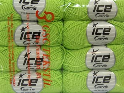 8x50gr. LORENA BAMBOO Akrilik, Bambu Neon Yeşil Yazlık İplikler, Bambu