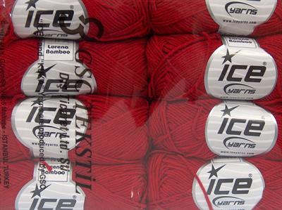 8x50gr. LORENA BAMBOO Akrilik, Bambu Kırmızı Yazlık İplikler, Bambu