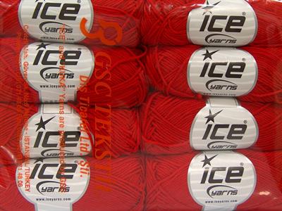 8x50gr. LORENA BAMBOO Akrilik, Bambu Kırmızı Yazlık İplikler, Bambu