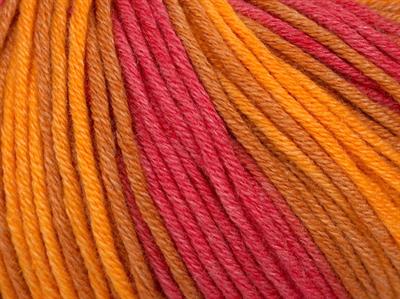 8x50gr. LORENA BATIK DK Pamuk, Akrilik Pembe, Altın tonları Yazlık İplikler, Pamuk, Batik Desenli