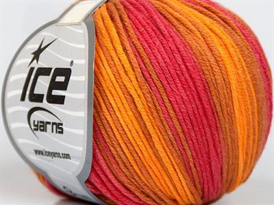 8x50gr. LORENA BATIK DK Pamuk, Akrilik Pembe, Altın tonları Yazlık İplikler, Pamuk, Batik Desenli