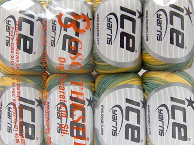 8x50gr. LORENA BATIK DK Pamuk, Akrilik Sarı, Yeşil Tonları Yazlık İplikler, Pamuk, Batik Desenli