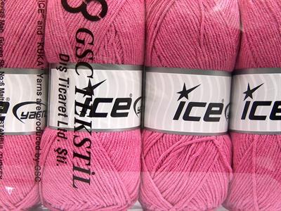 4x100gr. LORENA Pamuk, Akrilik Şeker pembe Yazlık İplikler, Pamuk