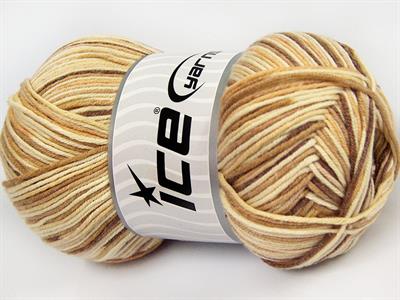 4x100gr. LORENA COLOR Pamuk, Akrilik Kahverengi, Krem, Deve Tüyü Yazlık İplikler, Pamuk, Batik Desenli