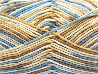 4x100gr. LORENA COLOR Pamuk, Akrilik Krem, Deve Tüyü, Mavi Tonları Yazlık İplikler, Pamuk, Batik Desenli