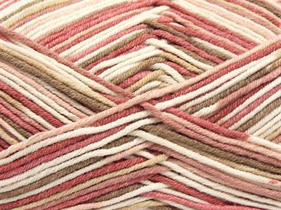 4x100gr. LORENA COLOR Pamuk, Akrilik Krem, Pembe tonları, Bej Yazlık İplikler, Pamuk, Batik Desenli