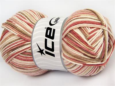 4x100gr. LORENA COLOR Pamuk, Akrilik Krem, Pembe tonları, Bej Yazlık İplikler, Pamuk, Batik Desenli