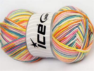 4x100gr. LORENA COLOR Pamuk, Akrilik Yeşil, Pembe, Mavi, Beyaz, Leylak, Turkuaz Yazlık İplikler, Pamuk, Batik Desenli