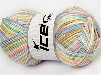 4x100gr. LORENA COLOR Pamuk, Akrilik Pastel Gökkuşağı Yazlık İplikler, Pamuk, Batik Desenli