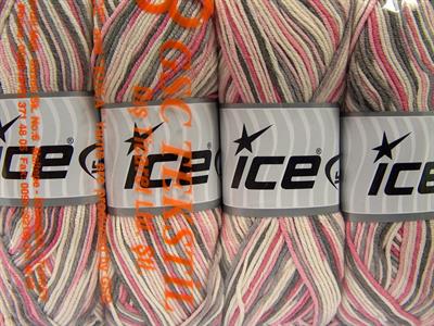 4x100gr. LORENA COLOR Pamuk, Akrilik Pembe, Krem, Deve Tüyü Yazlık İplikler, Pamuk, Batik Desenli