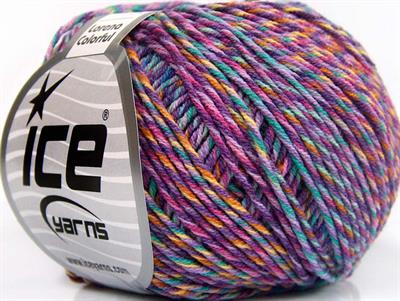 8x50gr. LORENA COLORFUL Akrilik, Pamuk Krem, Altın, Açık Yeşil, Leylak Tonları Yazlık İplikler, Pamuk, Batik Desenli