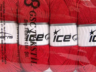 4x100gr. LORENA Pamuk, Akrilik Koyu kırmızı Yazlık İplikler, Pamuk