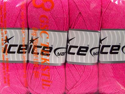 4x100gr. LORENA Pamuk, Akrilik Neon Pembe Yazlık İplikler, Pamuk