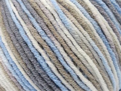 8x50gr. LORENA PASTEL Akrilik, Pamuk Mavi, Beyaz, Gri, Deve Tüyü Yazlık İplikler, Pamuk, Batik Desenli, Akrilik