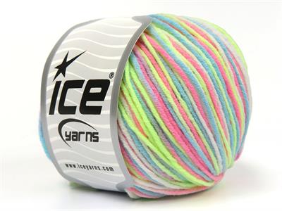 8x50gr. LORENA PASTEL Akrilik, Pamuk Yeşil, Pembe, Mavi, Beyaz, Leylak Yazlık İplikler, Pamuk, Batik Desenli, Akrilik