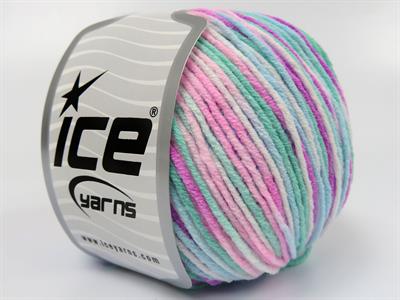 8x50gr. LORENA PASTEL Akrilik, Pamuk Yeşil, Beyaz, Turkuaz, Pembe tonları Yazlık İplikler, Pamuk, Batik Desenli, Akrilik