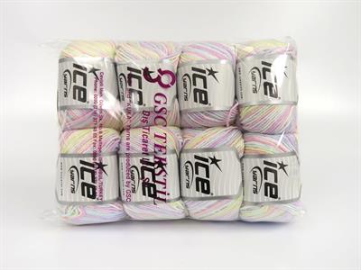 8x50gr. LORENA PASTEL Akrilik, Pamuk Pastel Renkler Yazlık İplikler, Pamuk, Batik Desenli, Akrilik