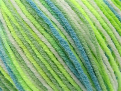 8x50gr. LORENA PASTEL Akrilik, Pamuk Beyaz, Yeşil Tonları Yazlık İplikler, Pamuk, Batik Desenli, Akrilik