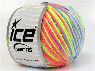 8x50gr. LORENA PASTEL Akrilik, Pamuk Beyaz, Yeşil Tonları, Mavi Tonları, Neon Pembe Yazlık İplikler, Pamuk, Batik Desenli, Akrilik