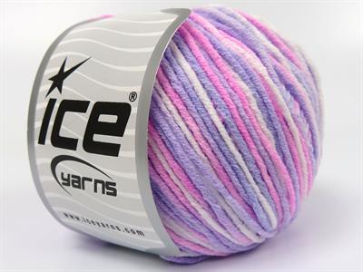 8x50gr. LORENA PASTEL Akrilik, Pamuk Beyaz, Leylak Tonları, Pembe tonları Yazlık İplikler, Pamuk, Batik Desenli, Akrilik