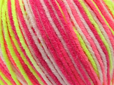 8x50gr. LORENA PASTEL Akrilik, Pamuk Beyaz, Pembe tonları, Neon Yeşil Yazlık İplikler, Pamuk, Batik Desenli, Akrilik