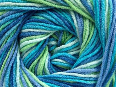 Lot of 8 Skeins Ice Yarns LORENA PRINT (55% Cotton) Yarn Blue Shades Green Turquoise