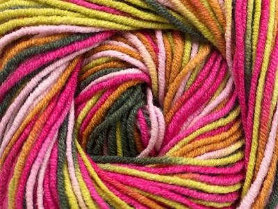 Lot of 8 Skeins Ice Yarns LORENA PRINT (55% Cotton) Yarn Pink Shades Green Shades Brown