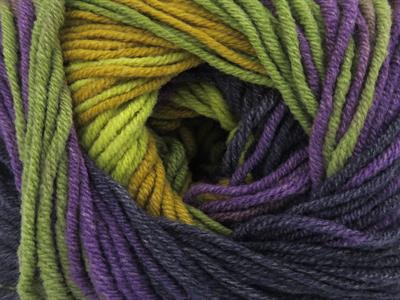 8x50gr. LORENA PRINT Akrilik, Pamuk Altın, Haki, Mor Tonları Yazlık İplikler, Pamuk, Batik Desenli