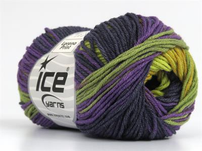 8x50gr. LORENA PRINT Akrilik, Pamuk Altın, Haki, Mor Tonları Yazlık İplikler, Pamuk, Batik Desenli